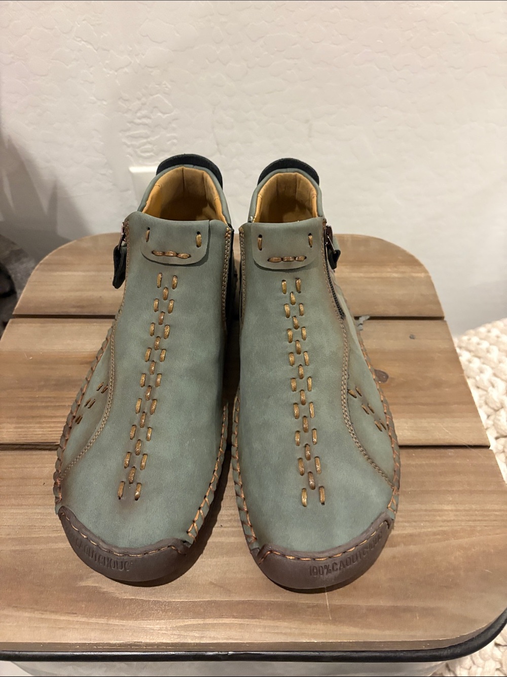 Womens Casual Slip-On Leather Shoes in Sage Green